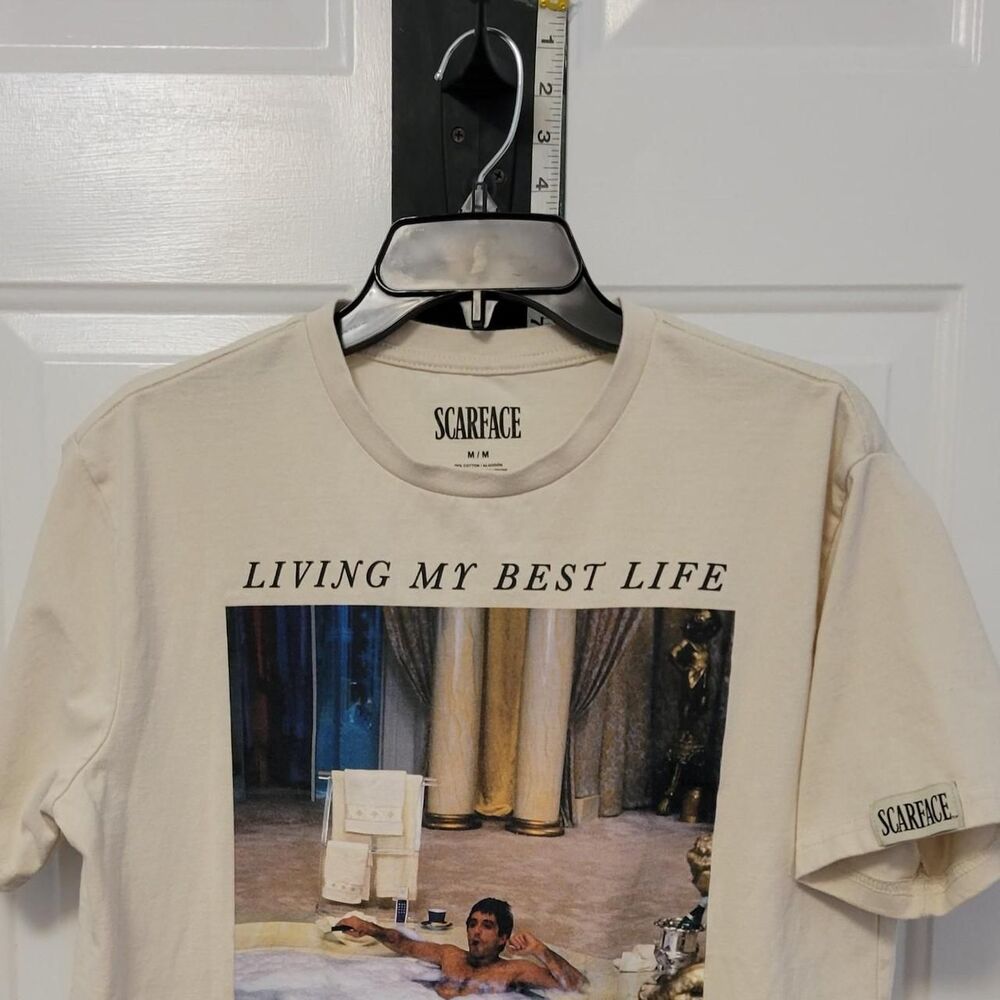 Unbranded Men's Cream and White T-shirt